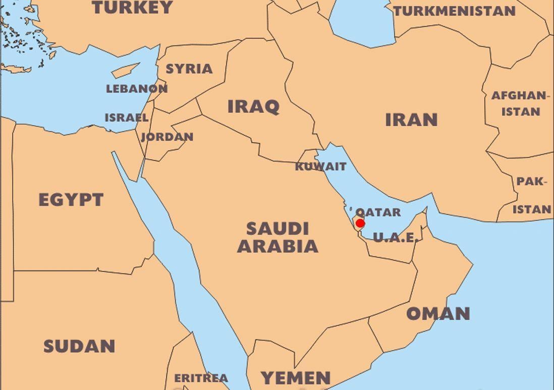 世界地図カタール所在地