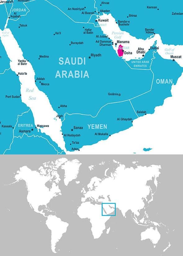 地図とカタールの所在地