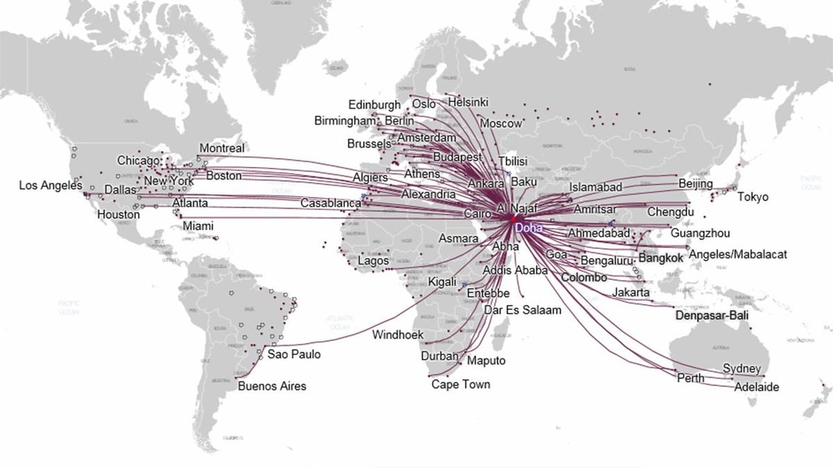 カタール航空地図route