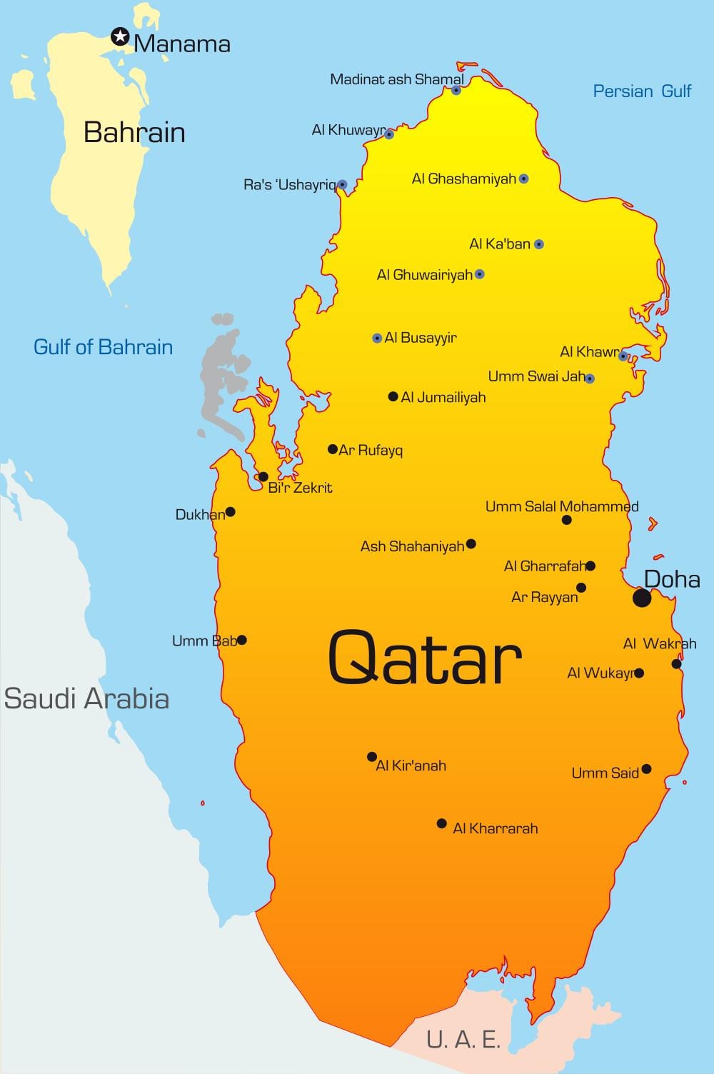 地図の資本カタール 