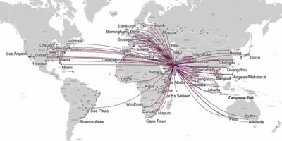 路線図カタール航空