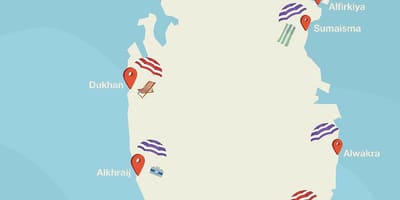 Al shamalビーチのカタールの地図