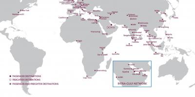 カタール航空ネットワークの地図